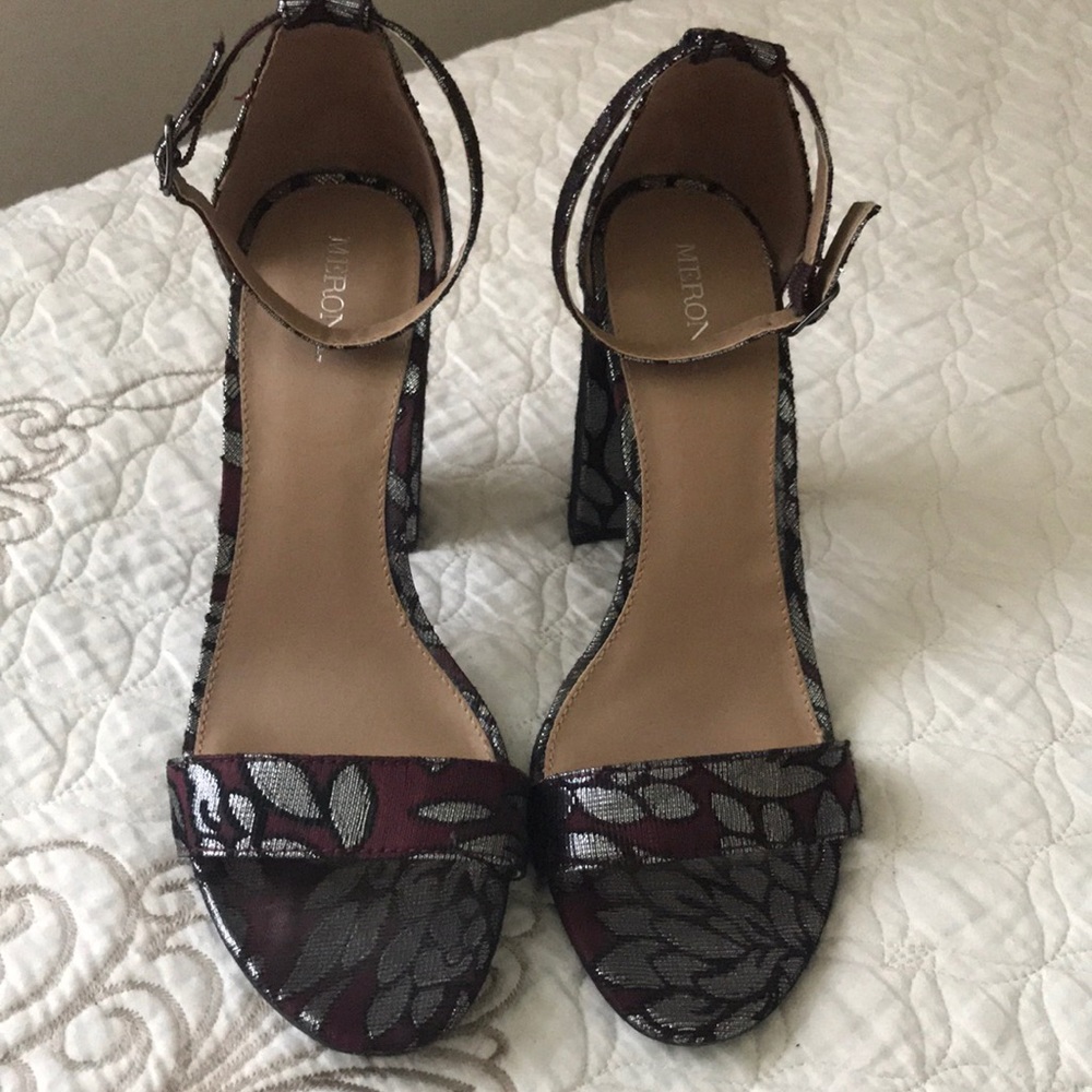 Maroon and silver heels
